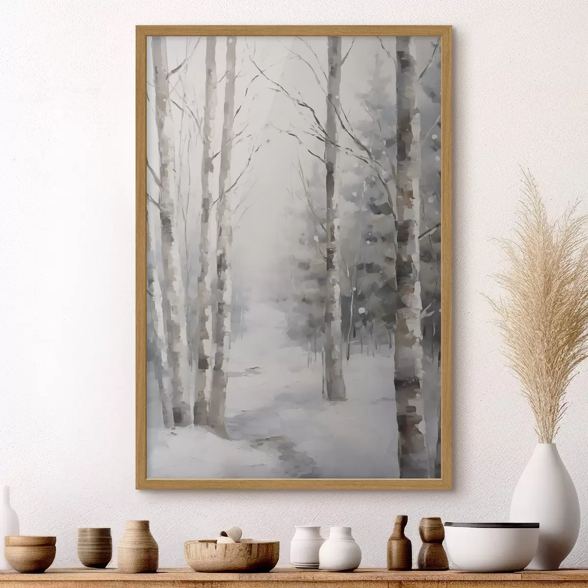 Poster Abedules en un bosque invernal f46129