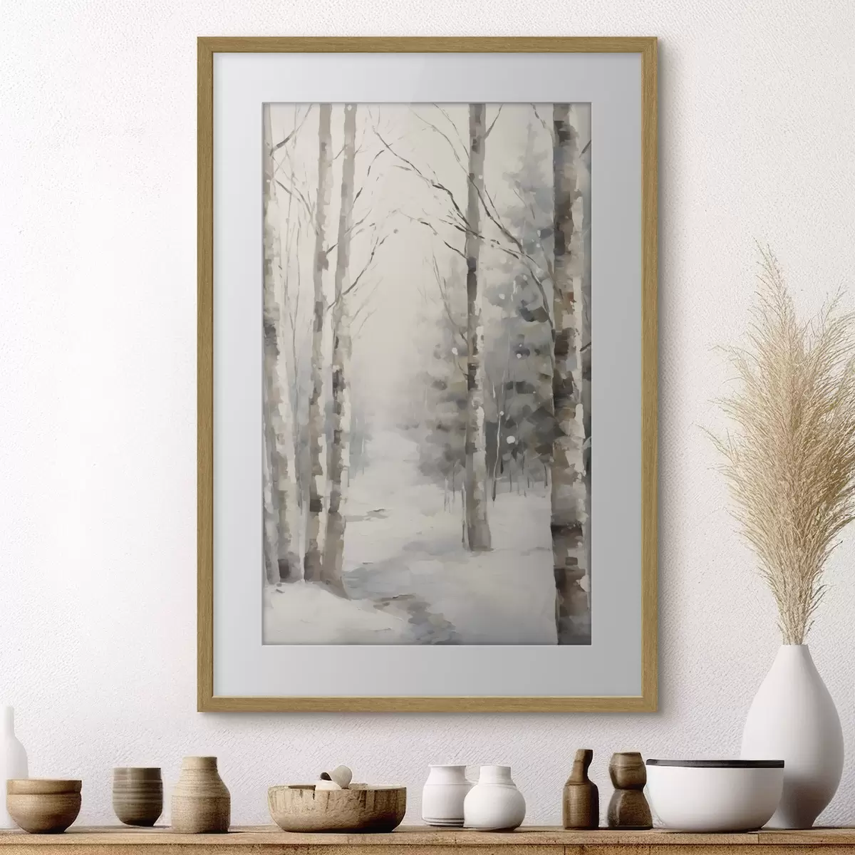 Poster Abedules en un bosque invernal f46129