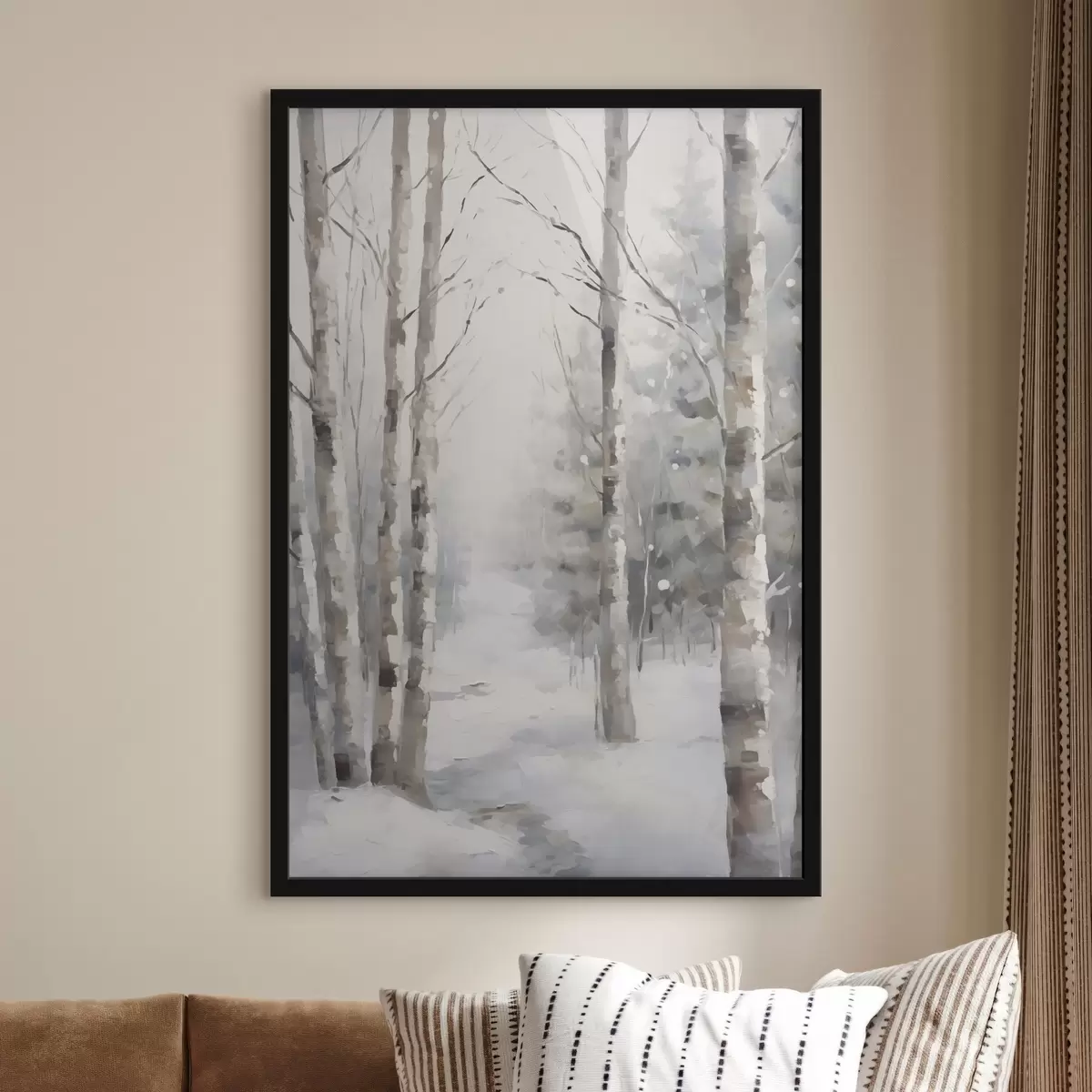 Poster Abedules en un bosque invernal f46129
