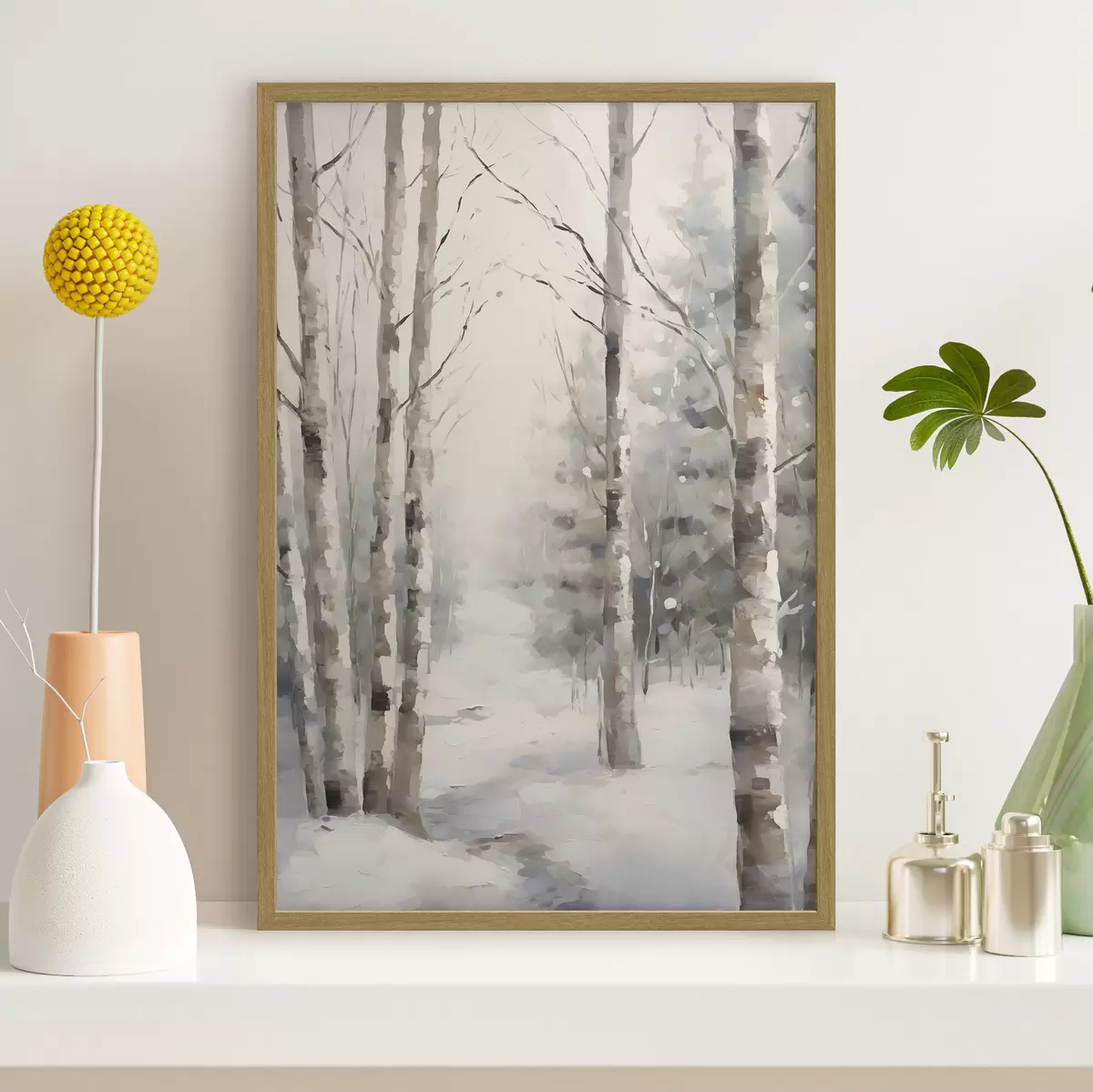 Poster Abedules en un bosque invernal f46129