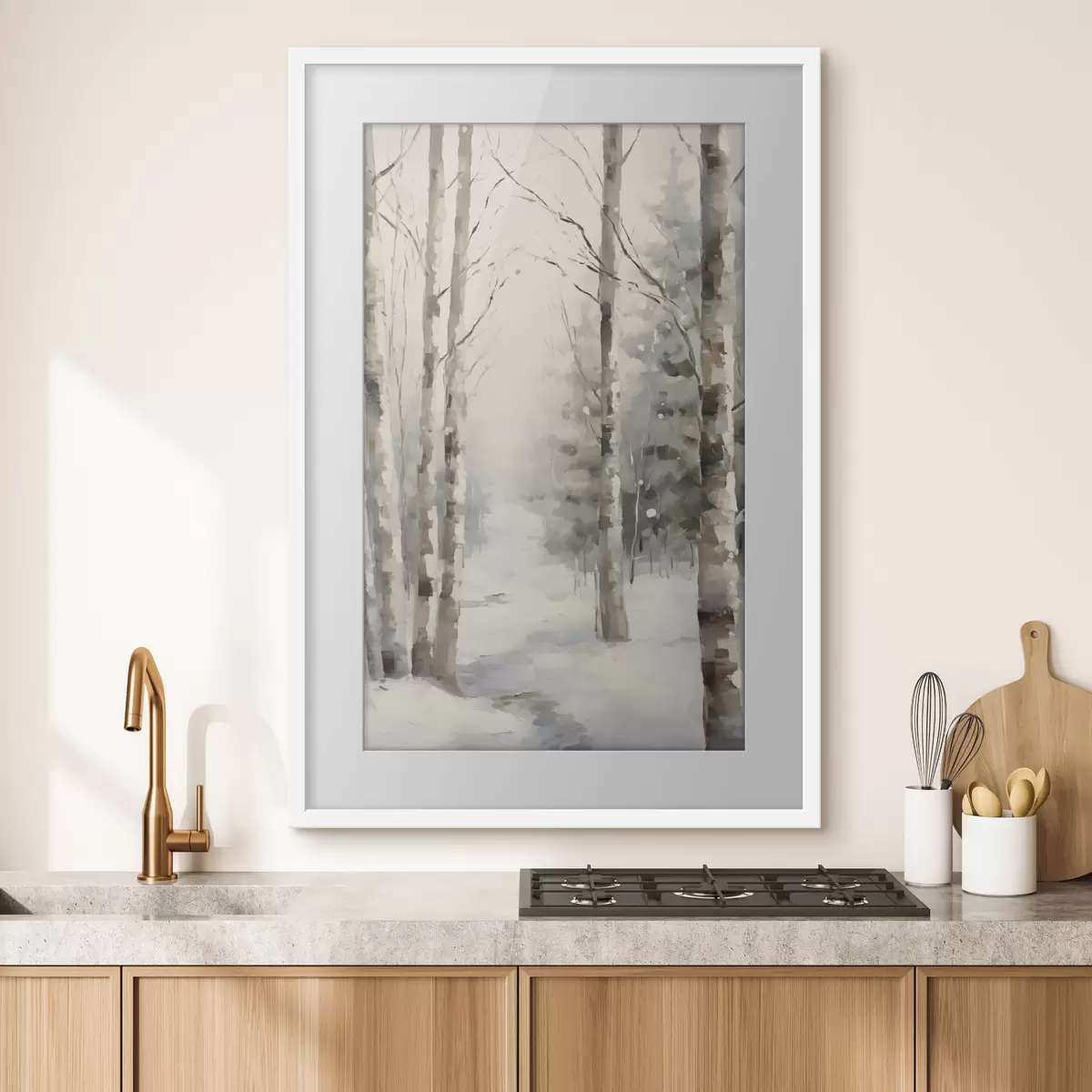 Poster Abedules en un bosque invernal f46129