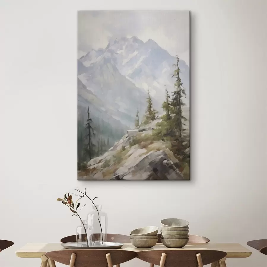 murales de pared Abetos con las montañas como telón de fondo s46202