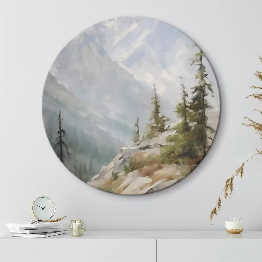 murales de pared Abetos con las montañas como telón de fondo r46202