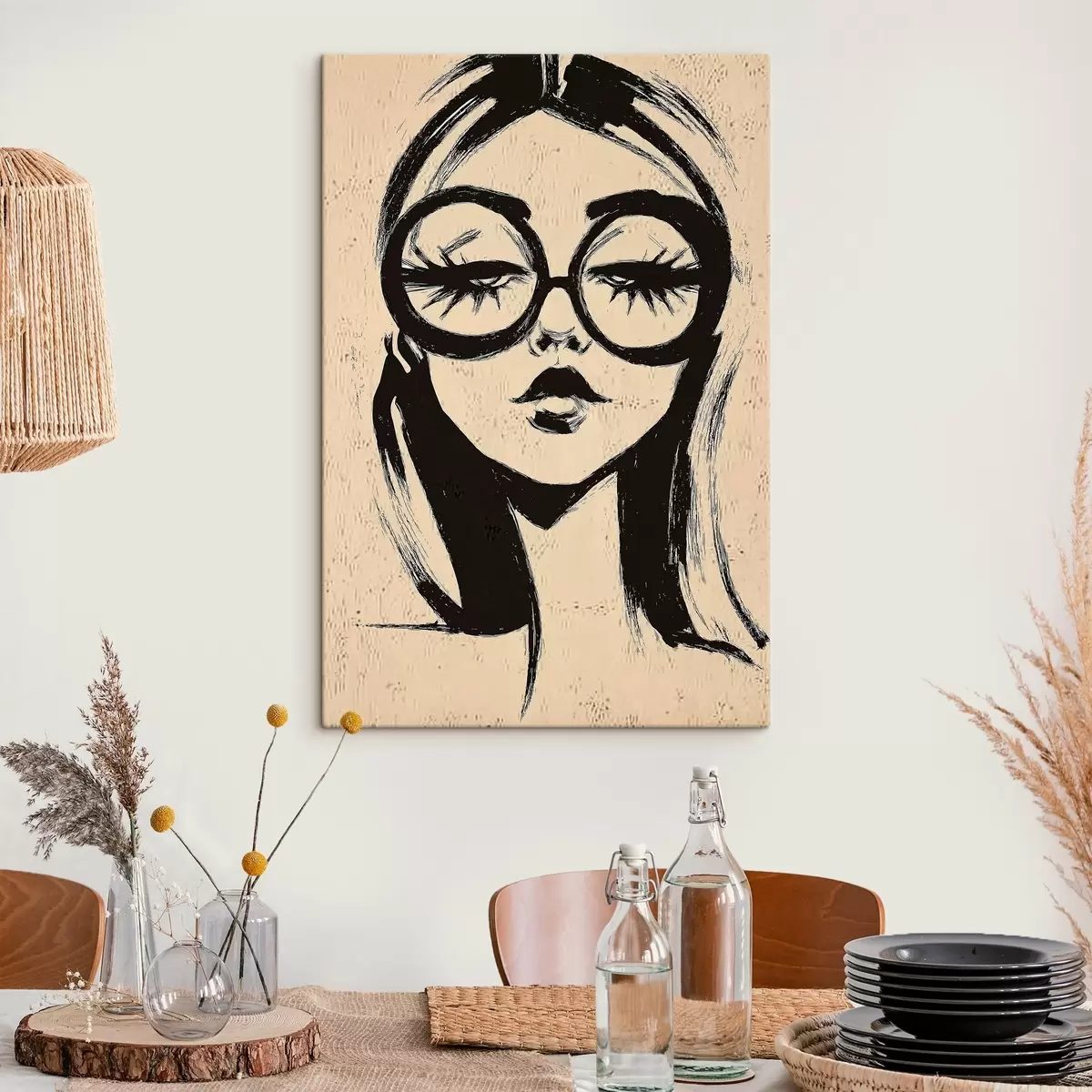 murales de pared chica con gafas s46244