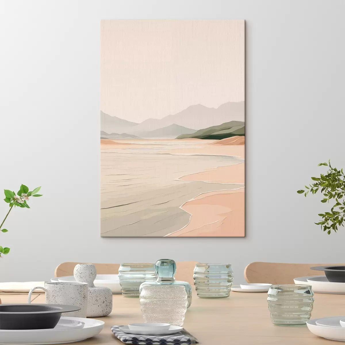 murales de pared Paisaje minimalista con montañas y costa s46248