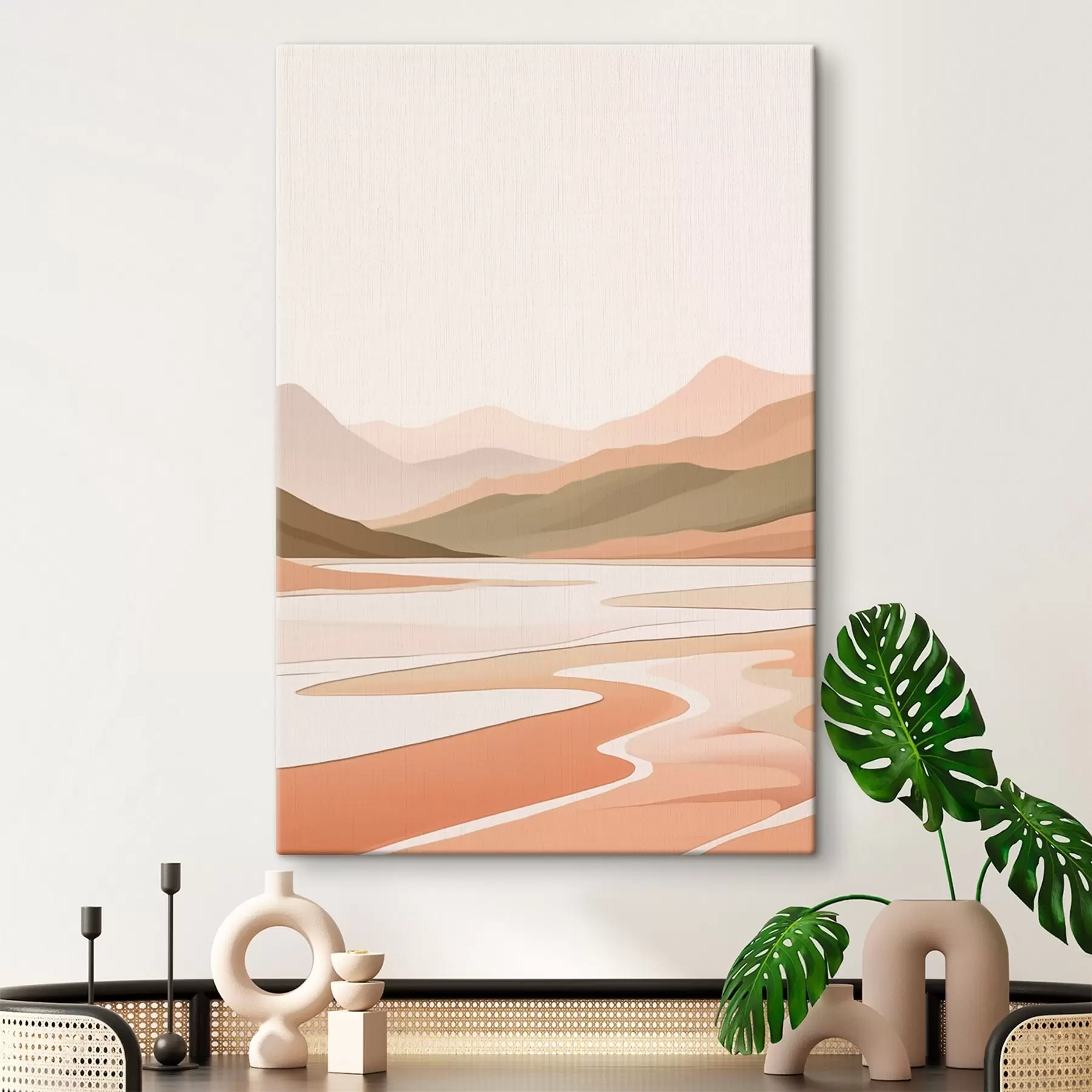 murales de pared Paisaje abstracto con montañas y río s46249