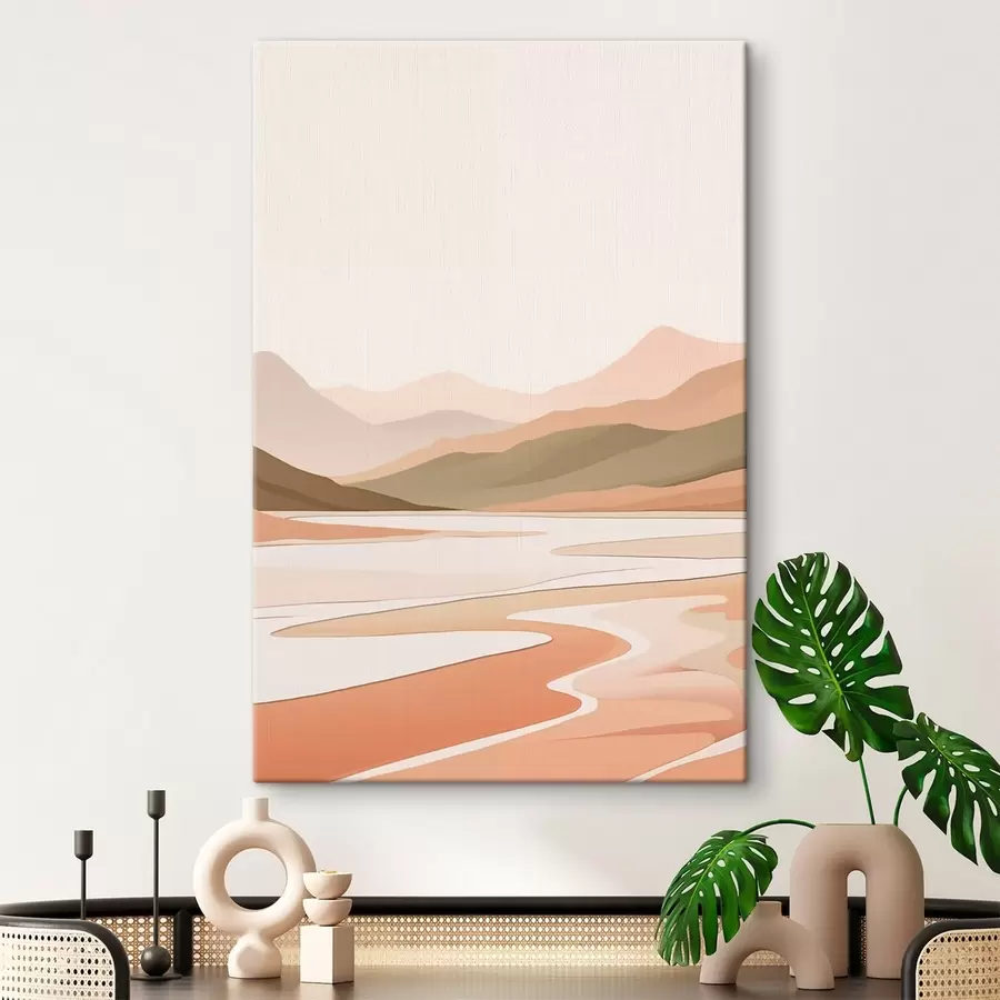 murales de pared Paisaje abstracto con montañas y río s46249