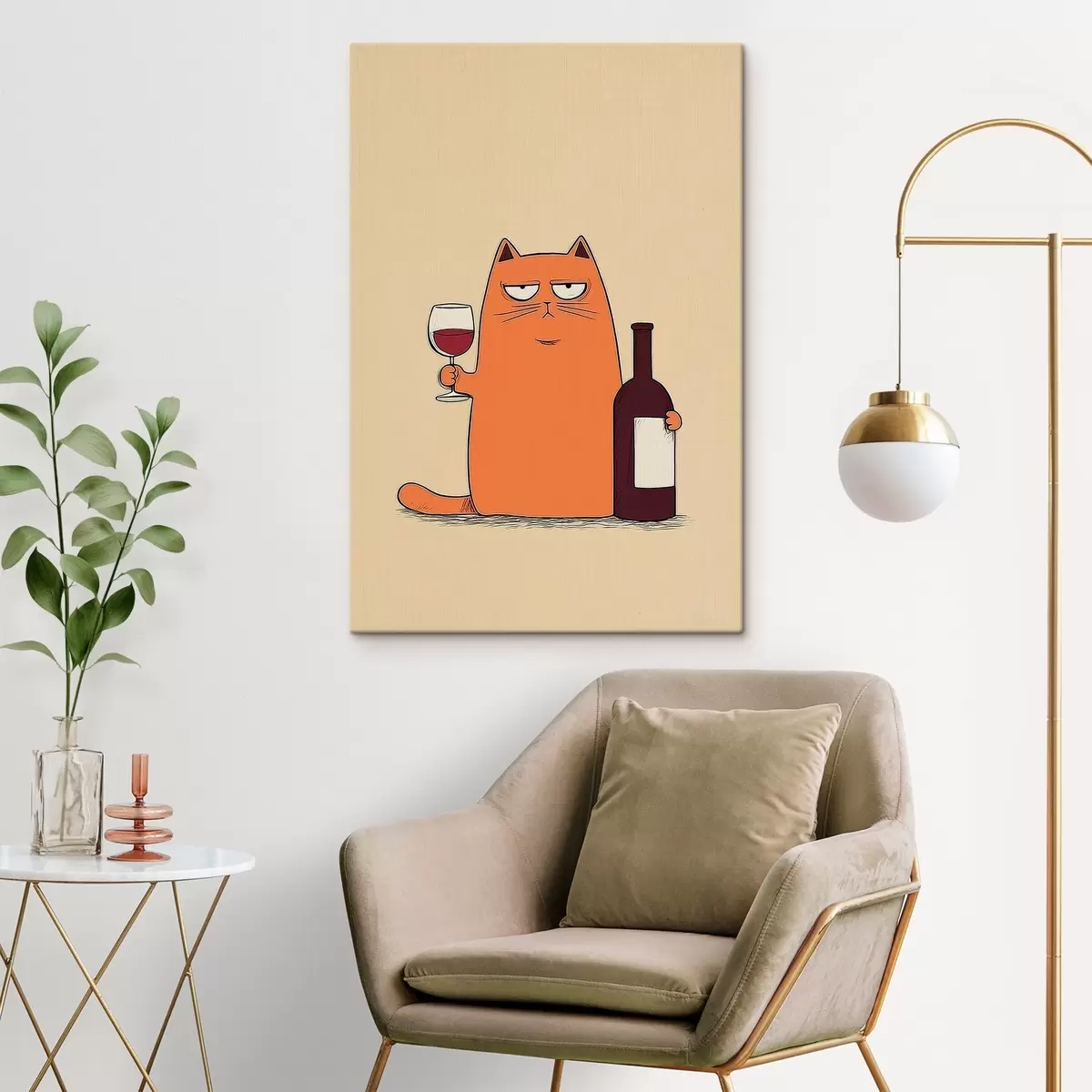 murales de pared Gato con vino s46250