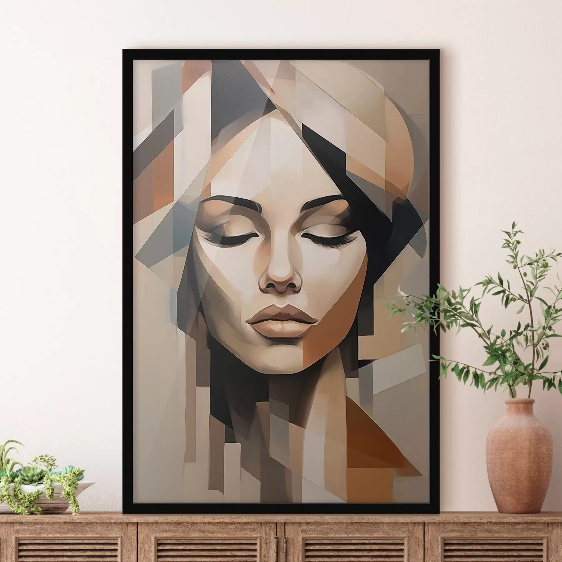 murales de pared Retrato femenino geométrico f46220