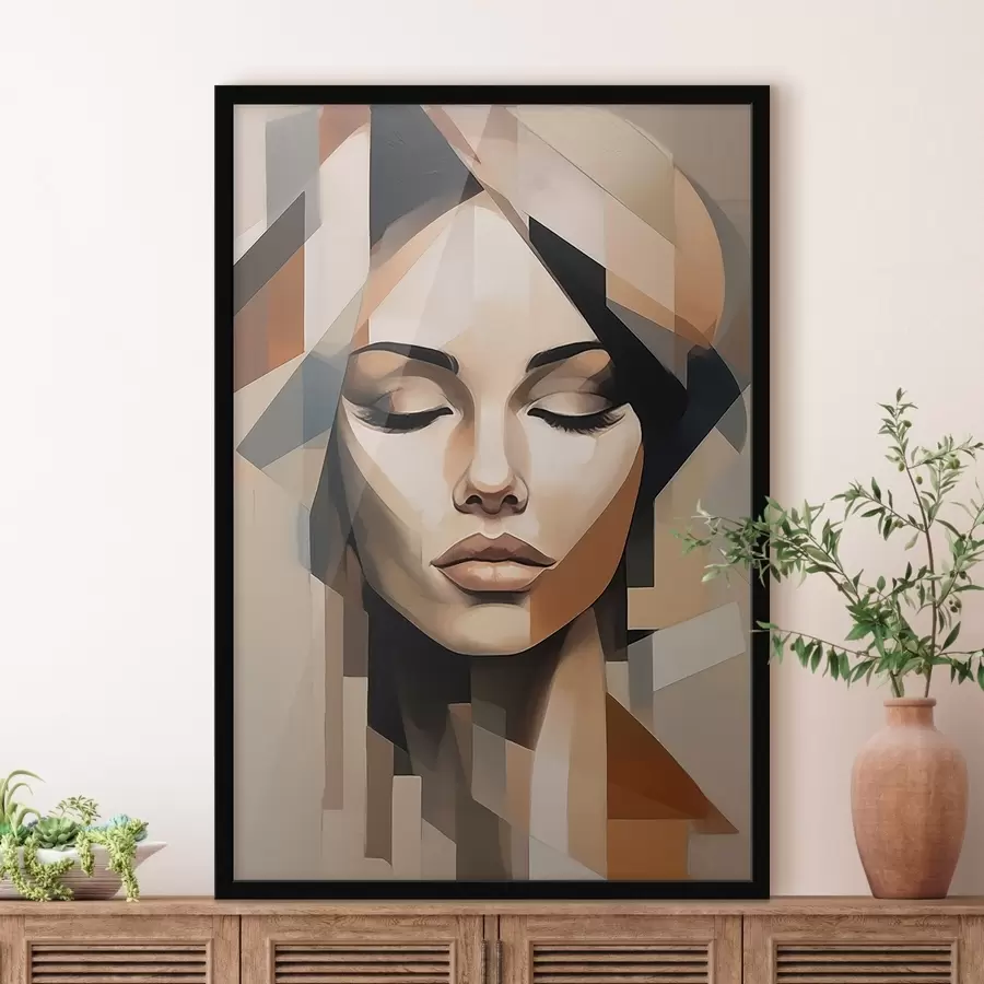 murales de pared Retrato femenino geométrico f46220