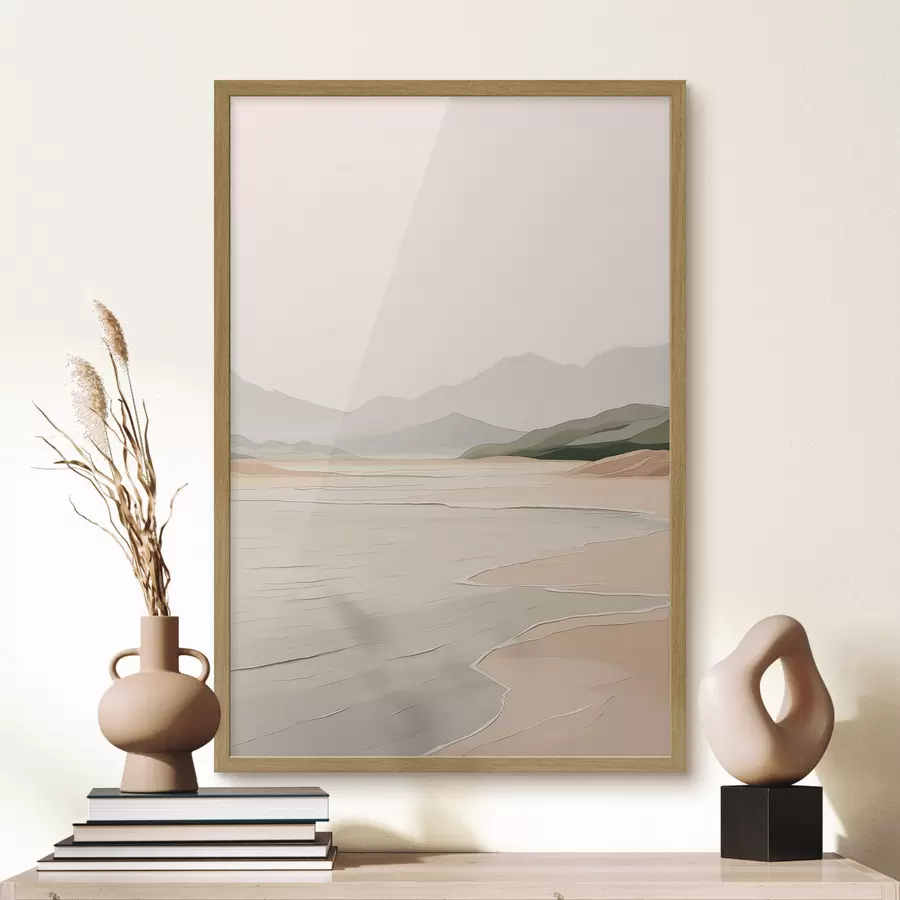 murales de pared Paisaje minimalista con montañas y costa f46248