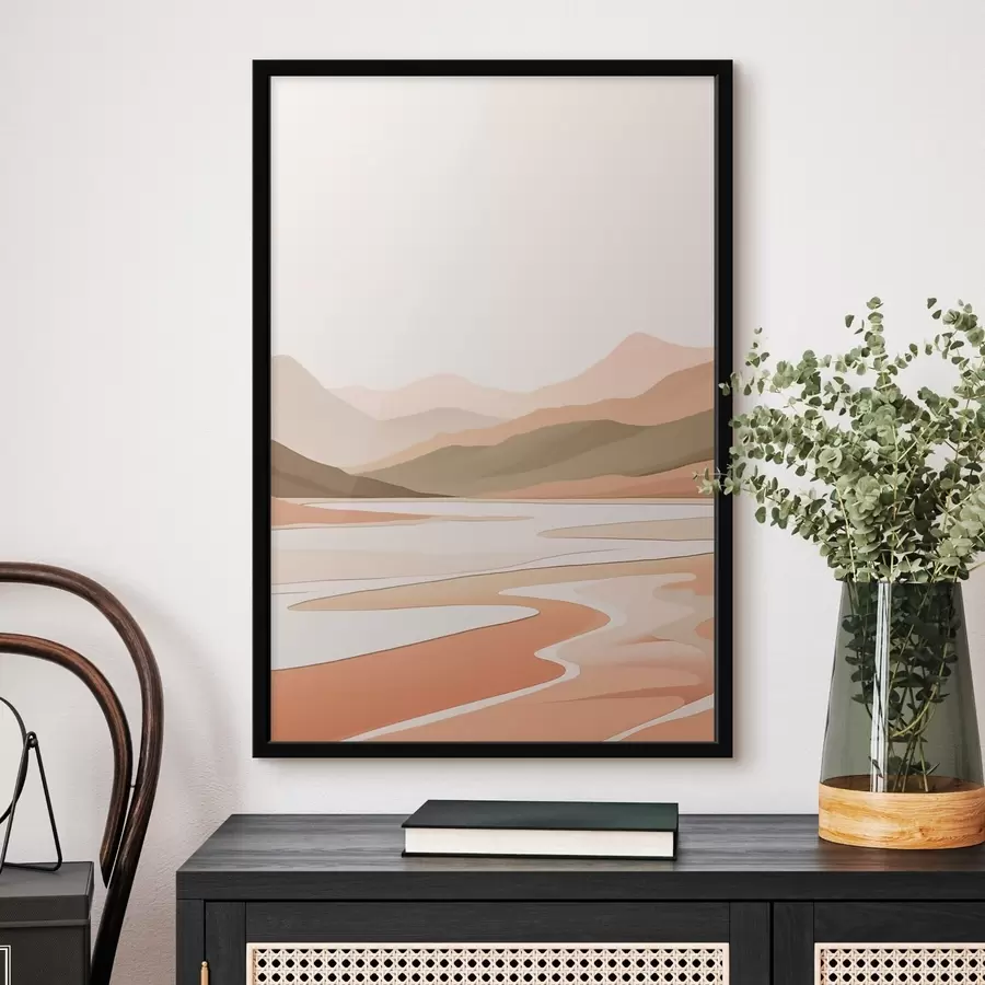 murales de pared Paisaje abstracto con montañas y río f46249