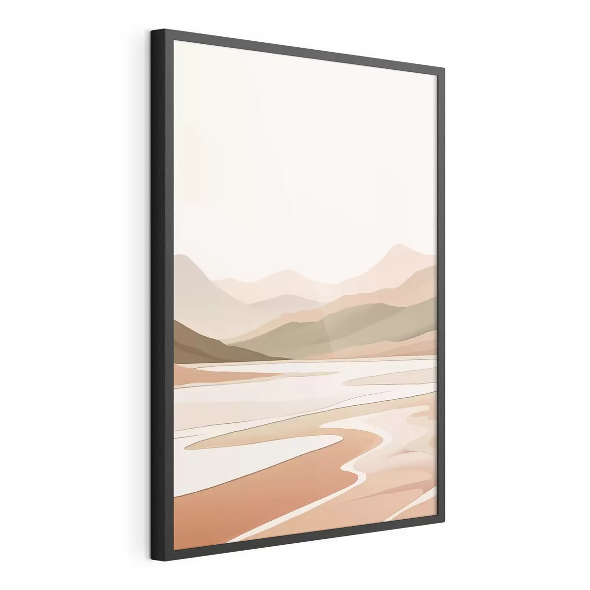 Poster Paisaje abstracto con montañas y río f46249