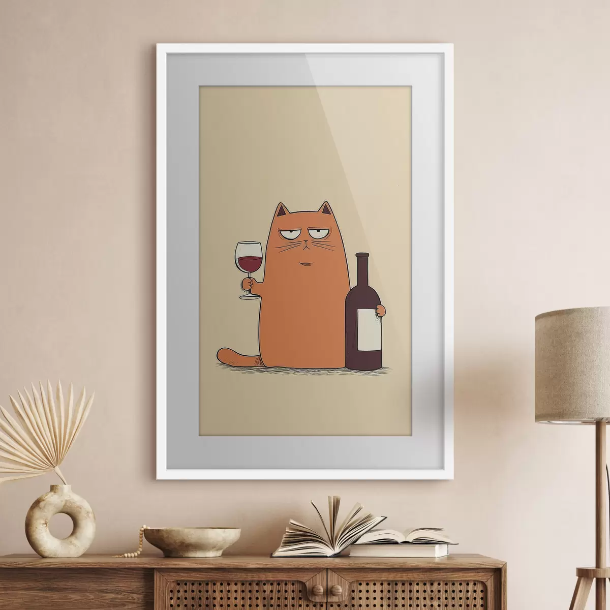Poster Gato con vino f46250