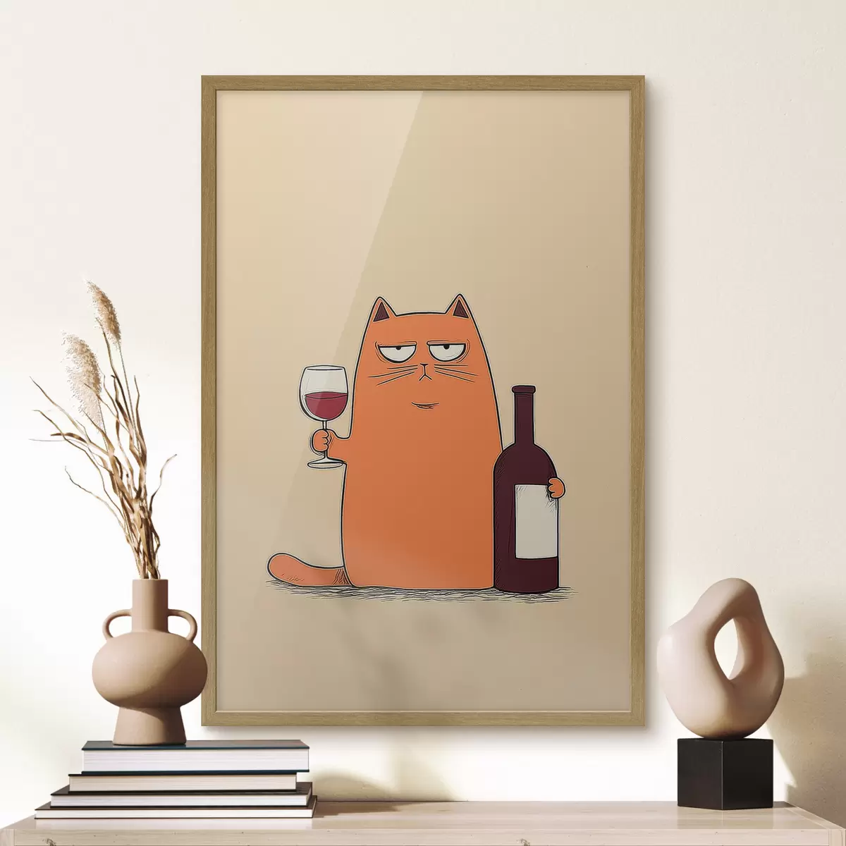 Poster Gato con vino f46250