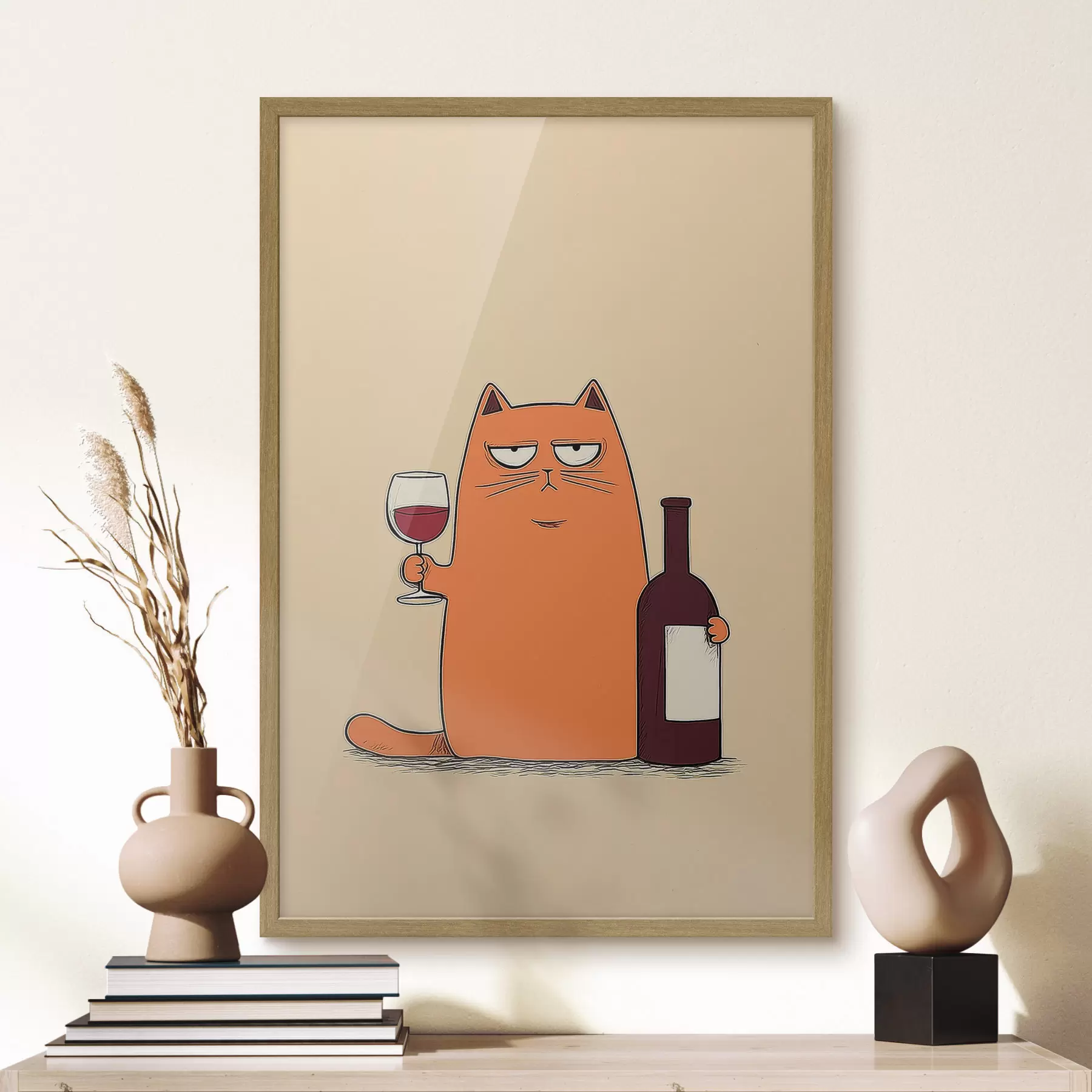 murales de pared Gato con vino f46250