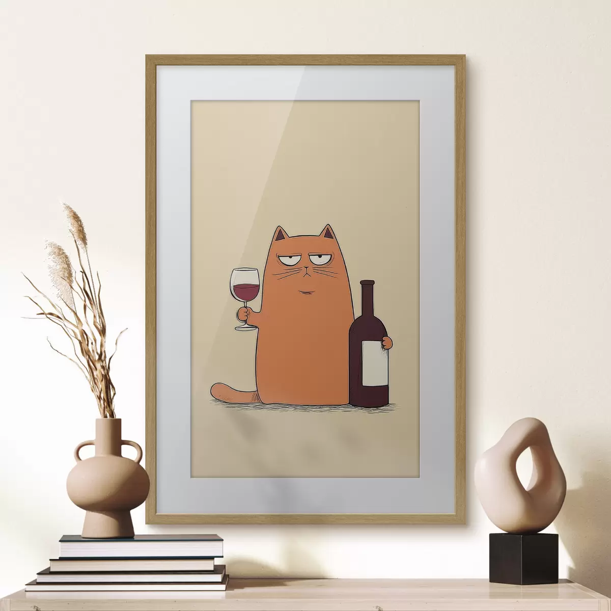 Poster Gato con vino f46250