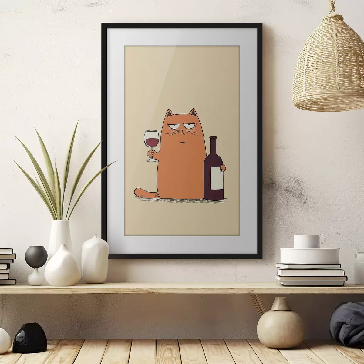 Poster Gato con vino f46250