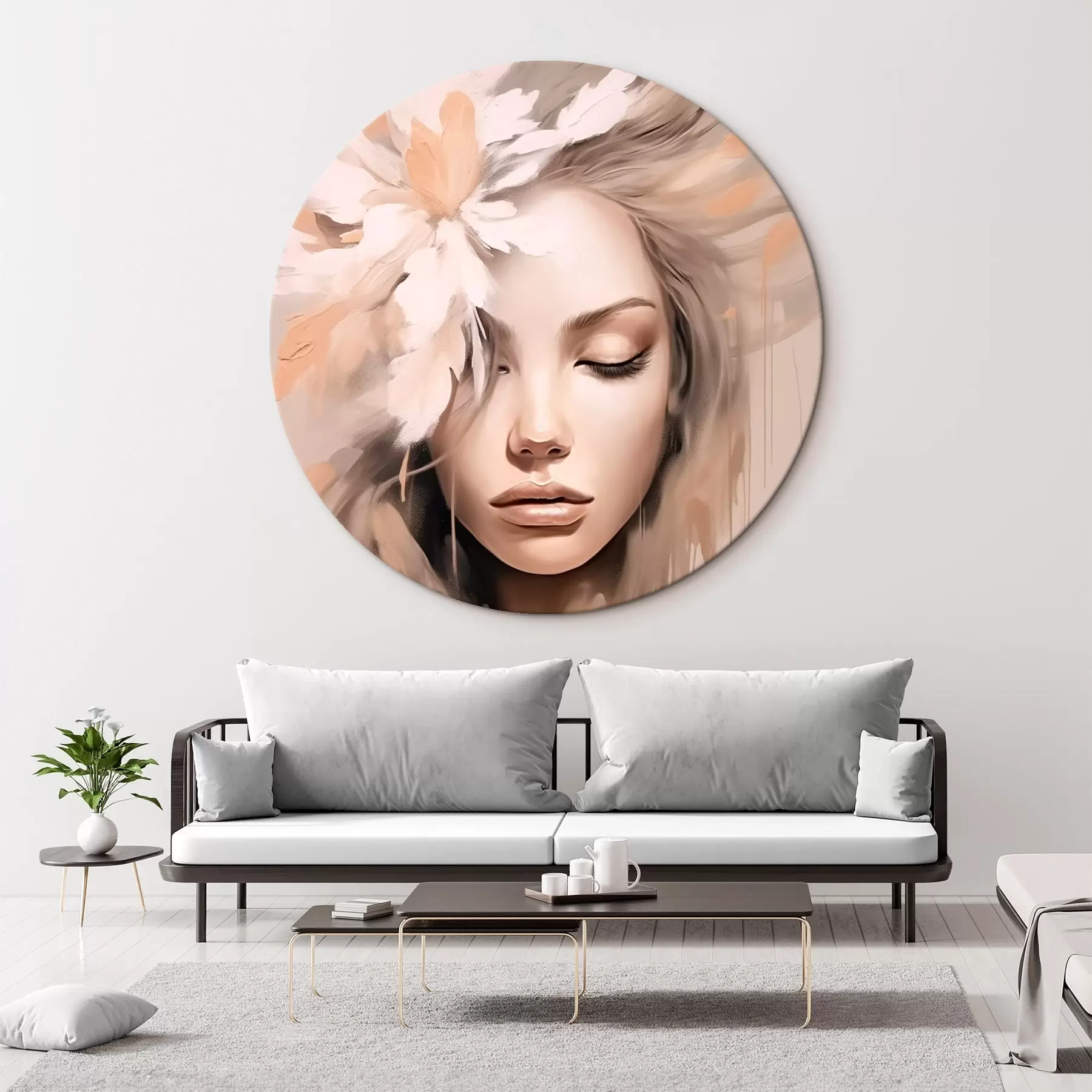 murales de pared Retrato femenino con una flor r46218