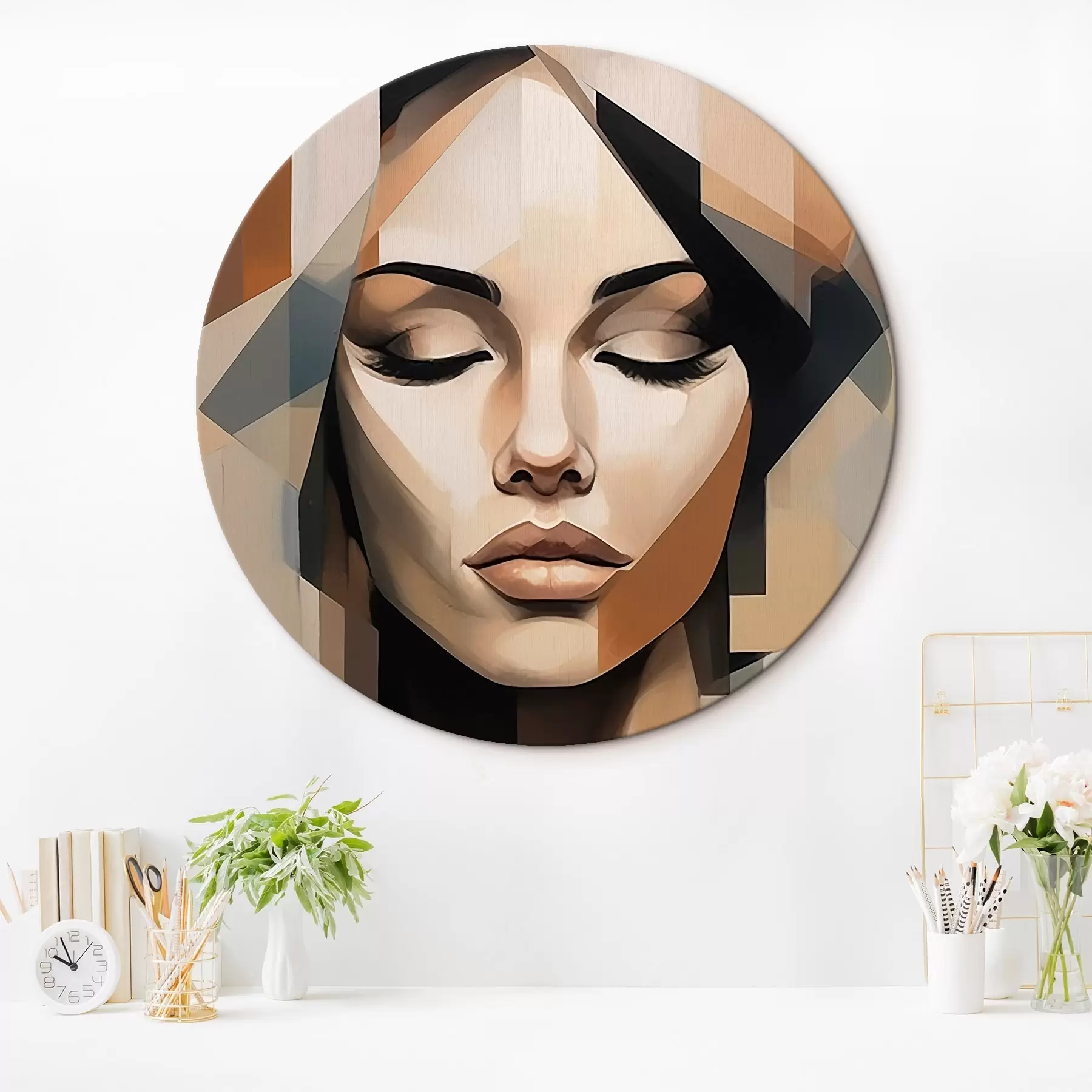 murales de pared Retrato femenino geométrico r46220