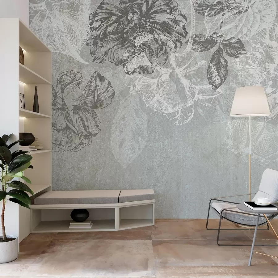 murales de pared Flores colgantes con contorno w04665
