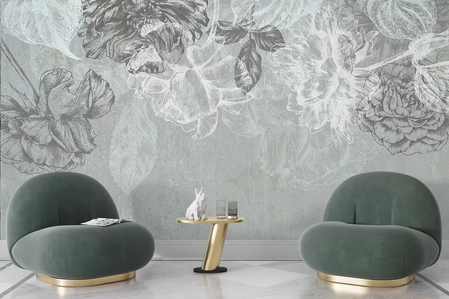 murales de pared Flores colgantes con contorno w04665