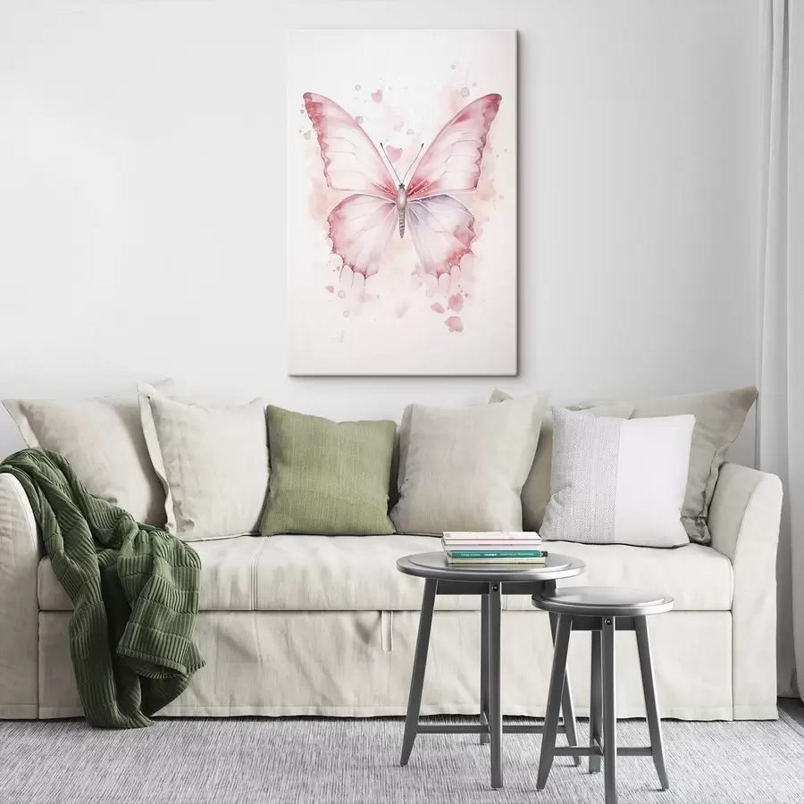 murales de pared Mariposa rosa, técnica de acuarela s46073