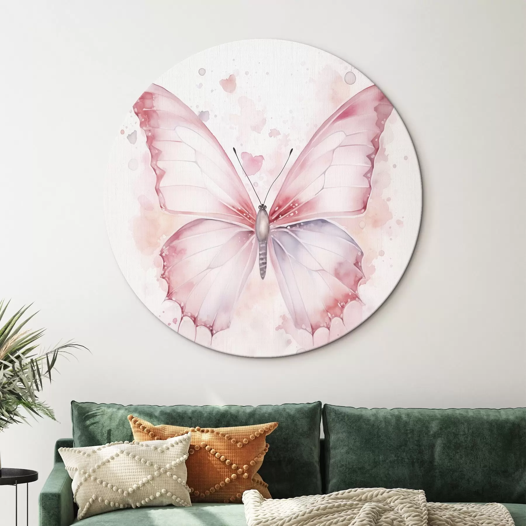 murales de pared Mariposa rosa, técnica de acuarela r46073