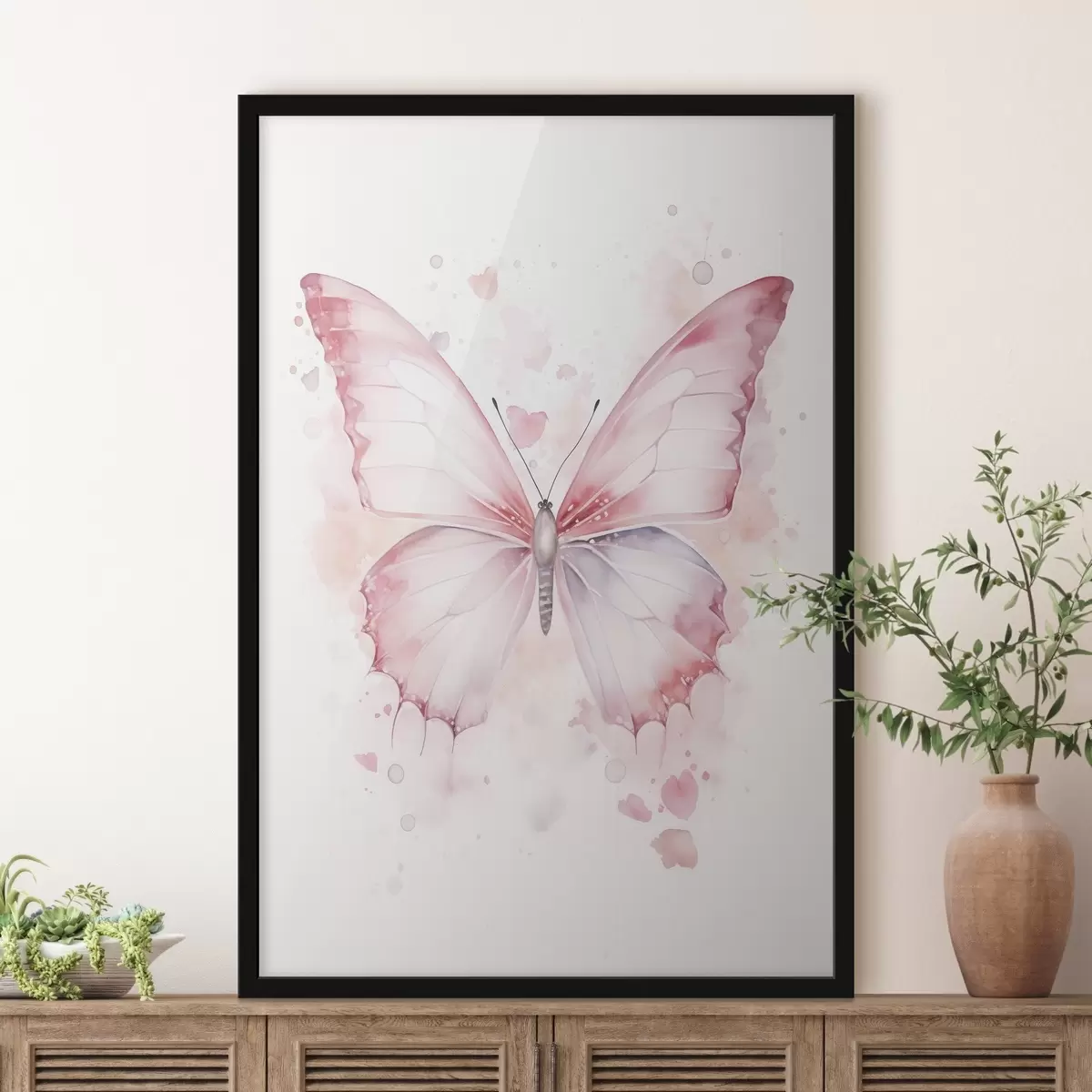 Poster Mariposa rosa, técnica de acuarela f46073