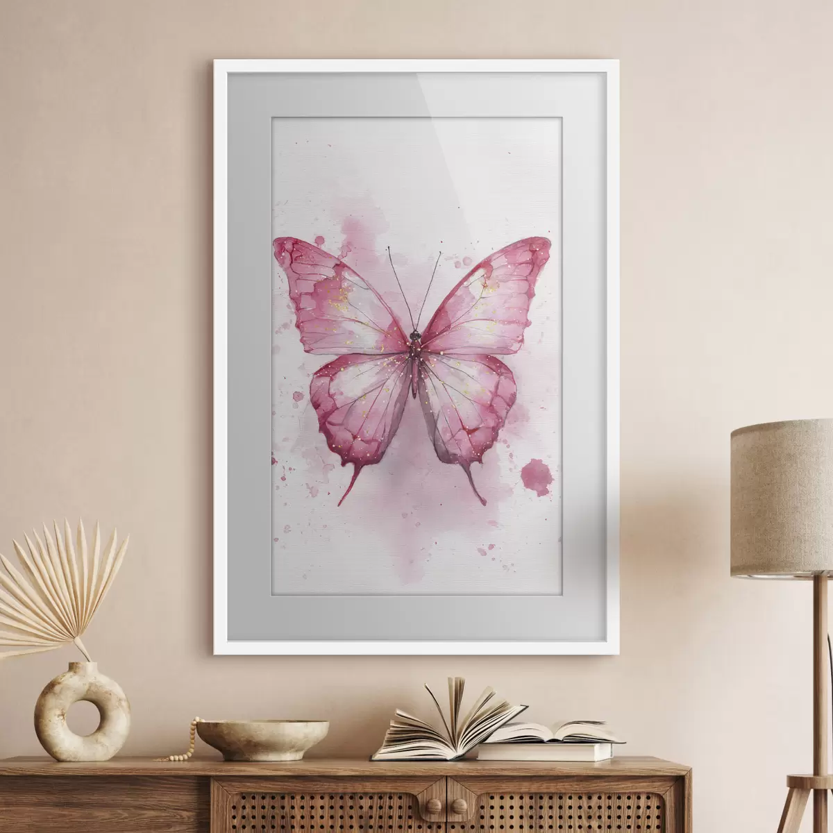Poster Delicada mariposa sobre fondo acuarela f46077