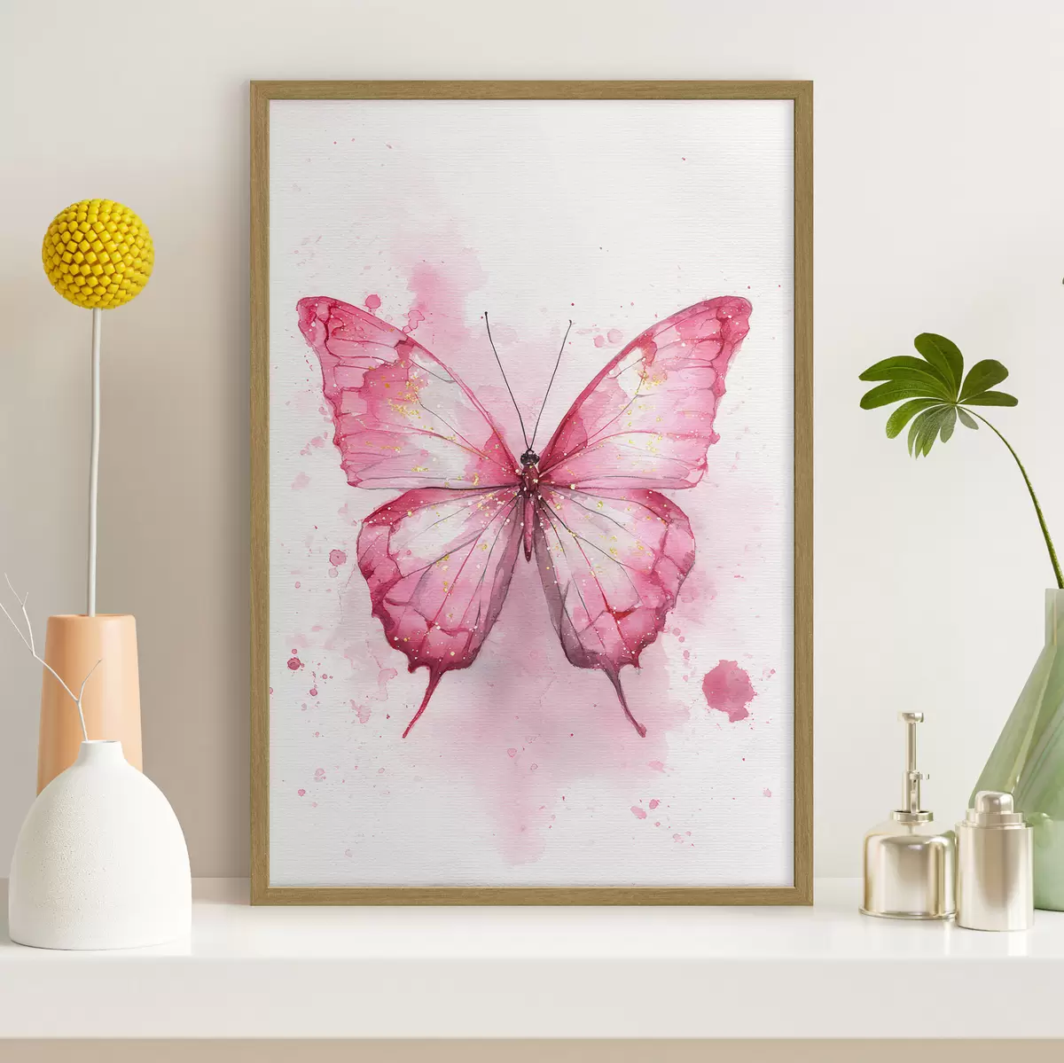 Poster Delicada mariposa sobre fondo acuarela f46077