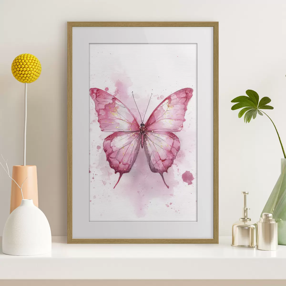 Poster Delicada mariposa sobre fondo acuarela f46077