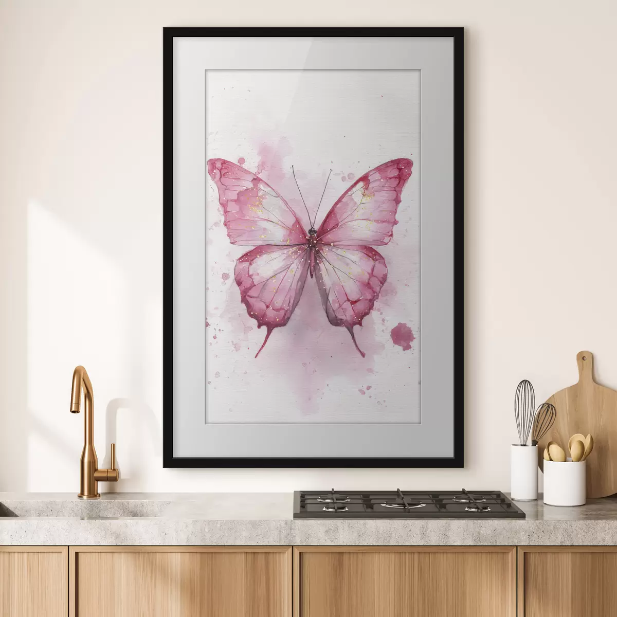 Poster Delicada mariposa sobre fondo acuarela f46077