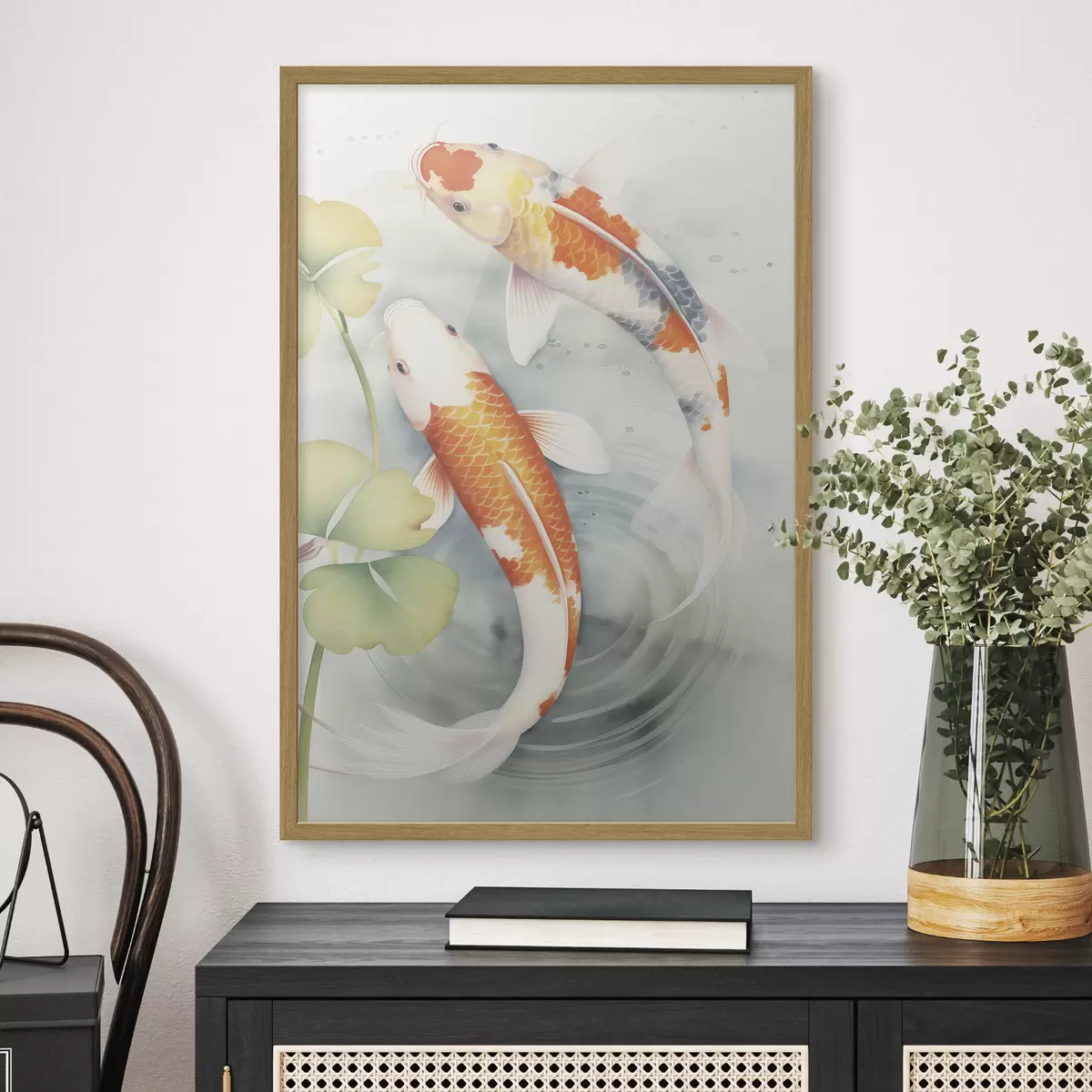 Poster Dos hermosos peces en un estanque f46086