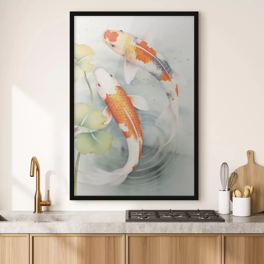 murales de pared Dos hermosos peces en un estanque f46086