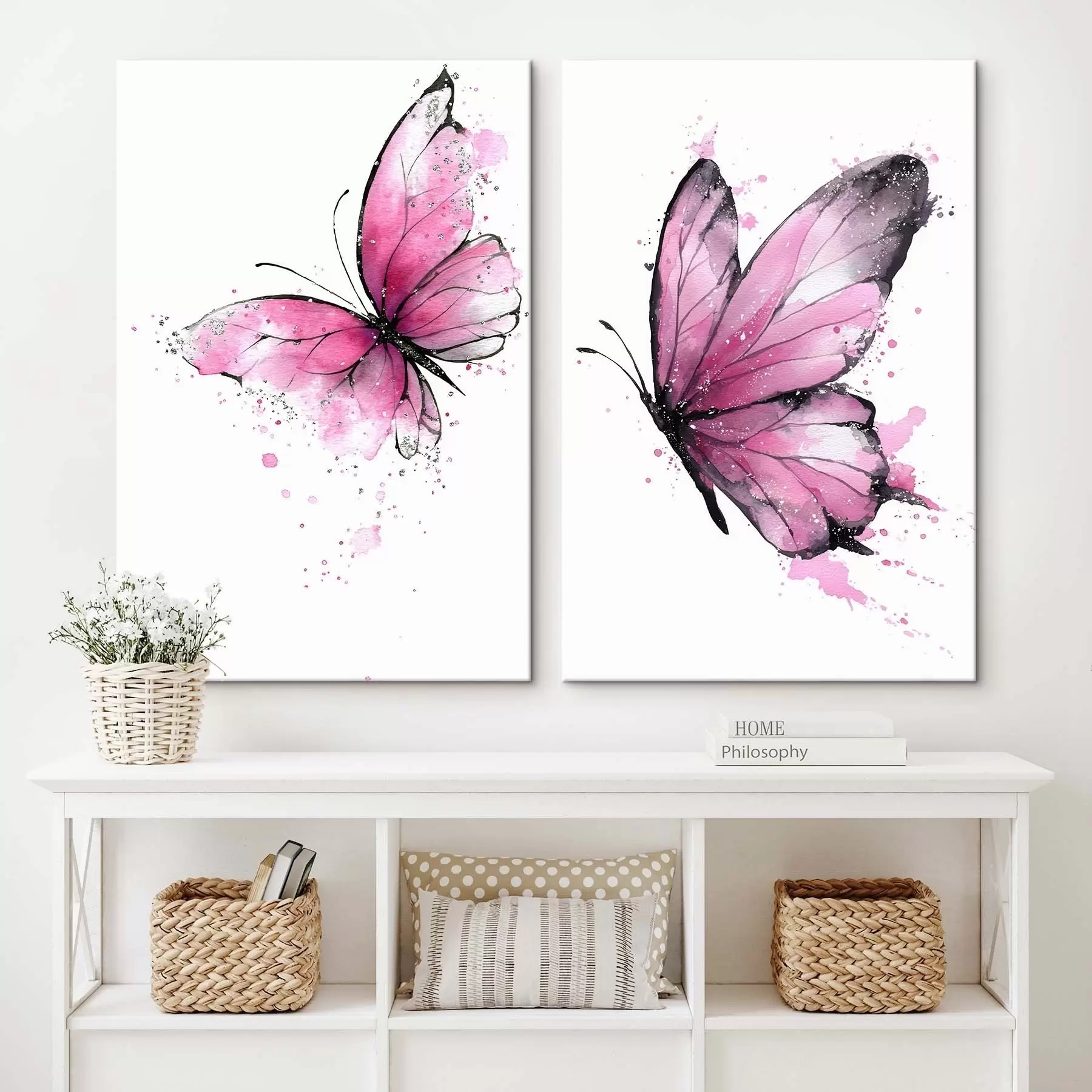 murales de pared Hermosas mariposas pintadas con acuarela m00863