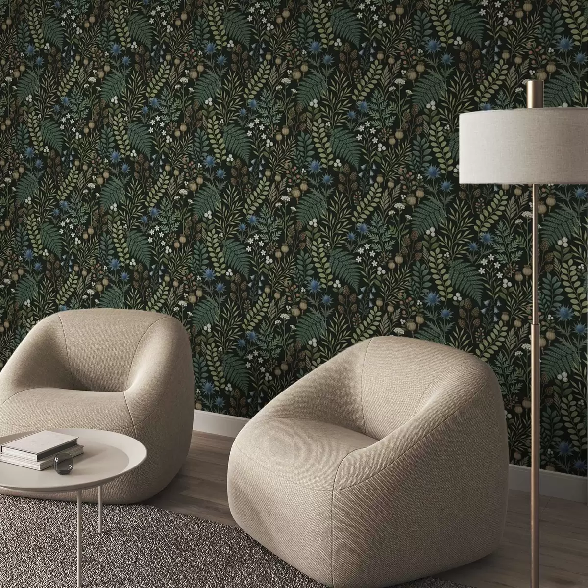 Papel pintado Hierbas, bayas y semillas sobre un fondo oscuro a00706