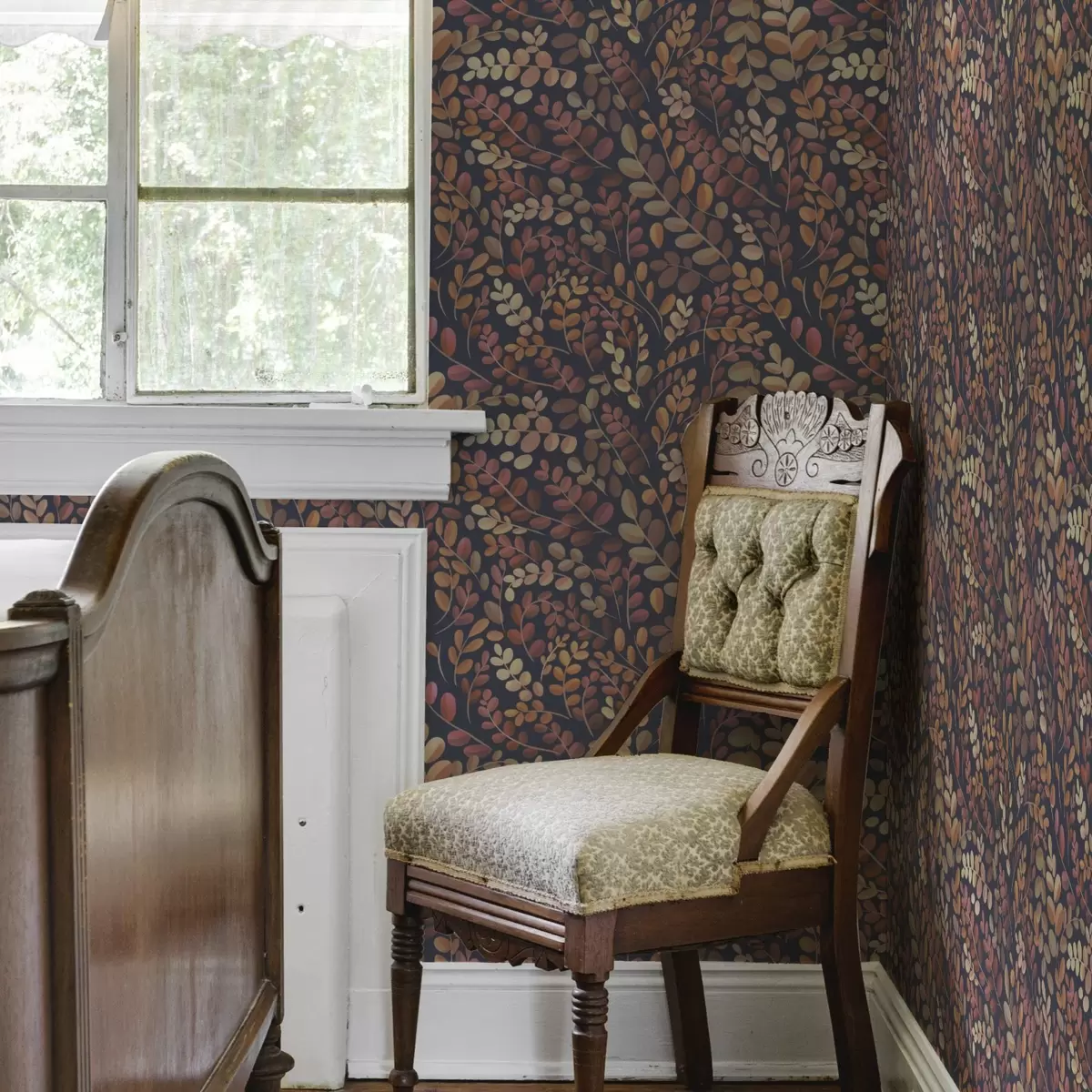 Papel pintado Hojas otoñales en cálidos tonos naranja-rosa a00799v2