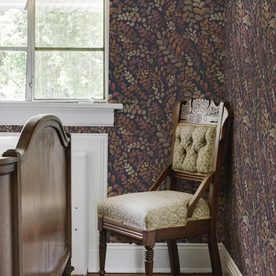 murales de pared Hojas otoñales en cálidos tonos naranja-rosa a00799v2