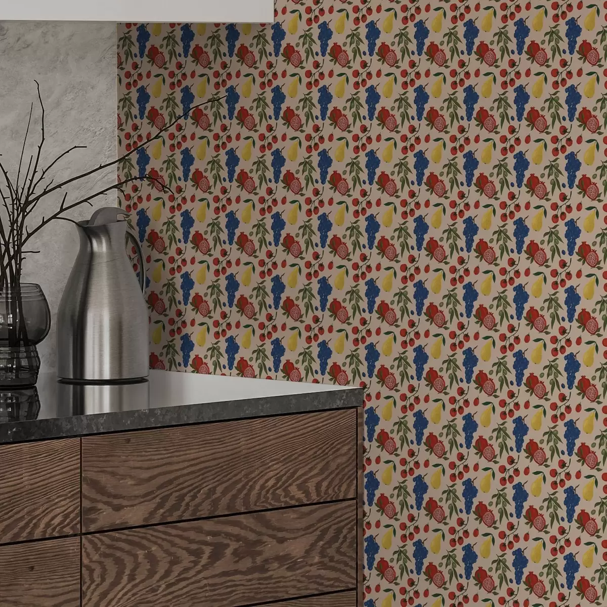 Papel pintado Jugosas frutas sobre un cálido fondo beige a00801v1