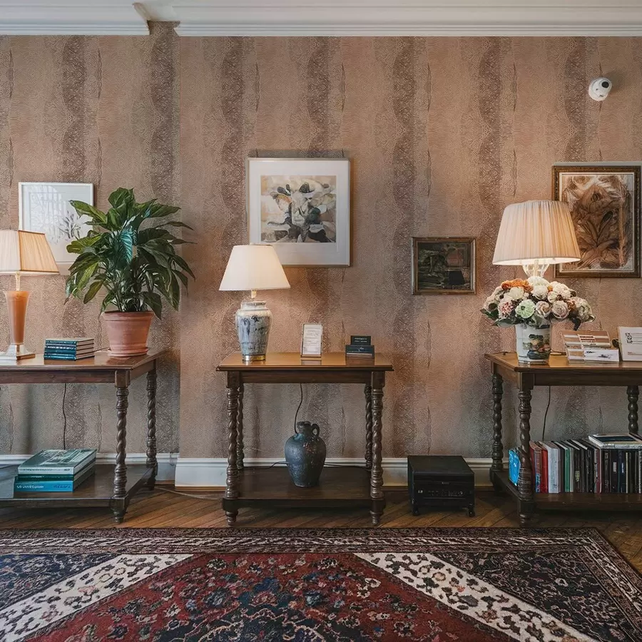 murales de pared Patrón geométrico ondulado en una paleta de colores beige claro y marrón claro a00804