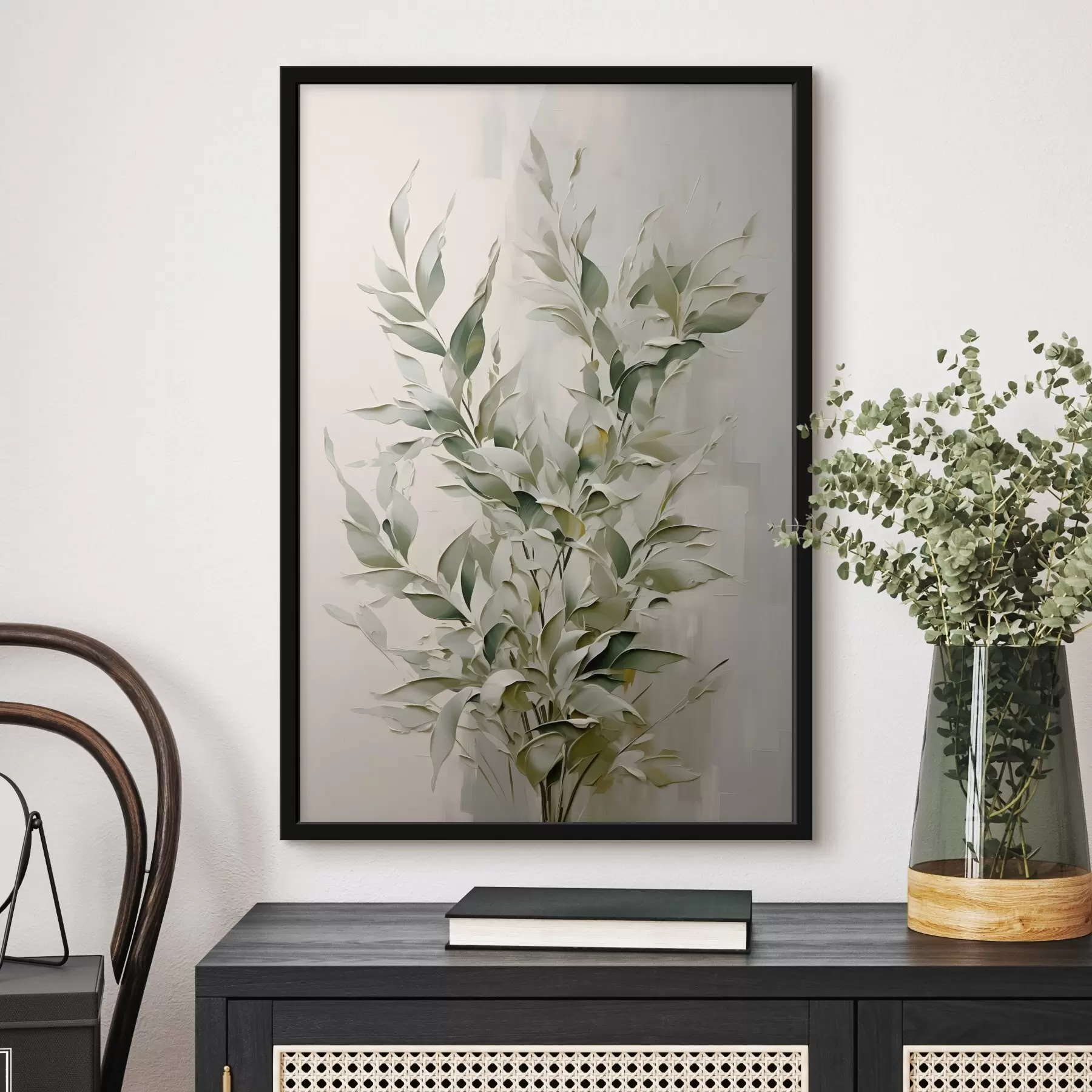 murales de pared Rama abstracta con hojas f46136