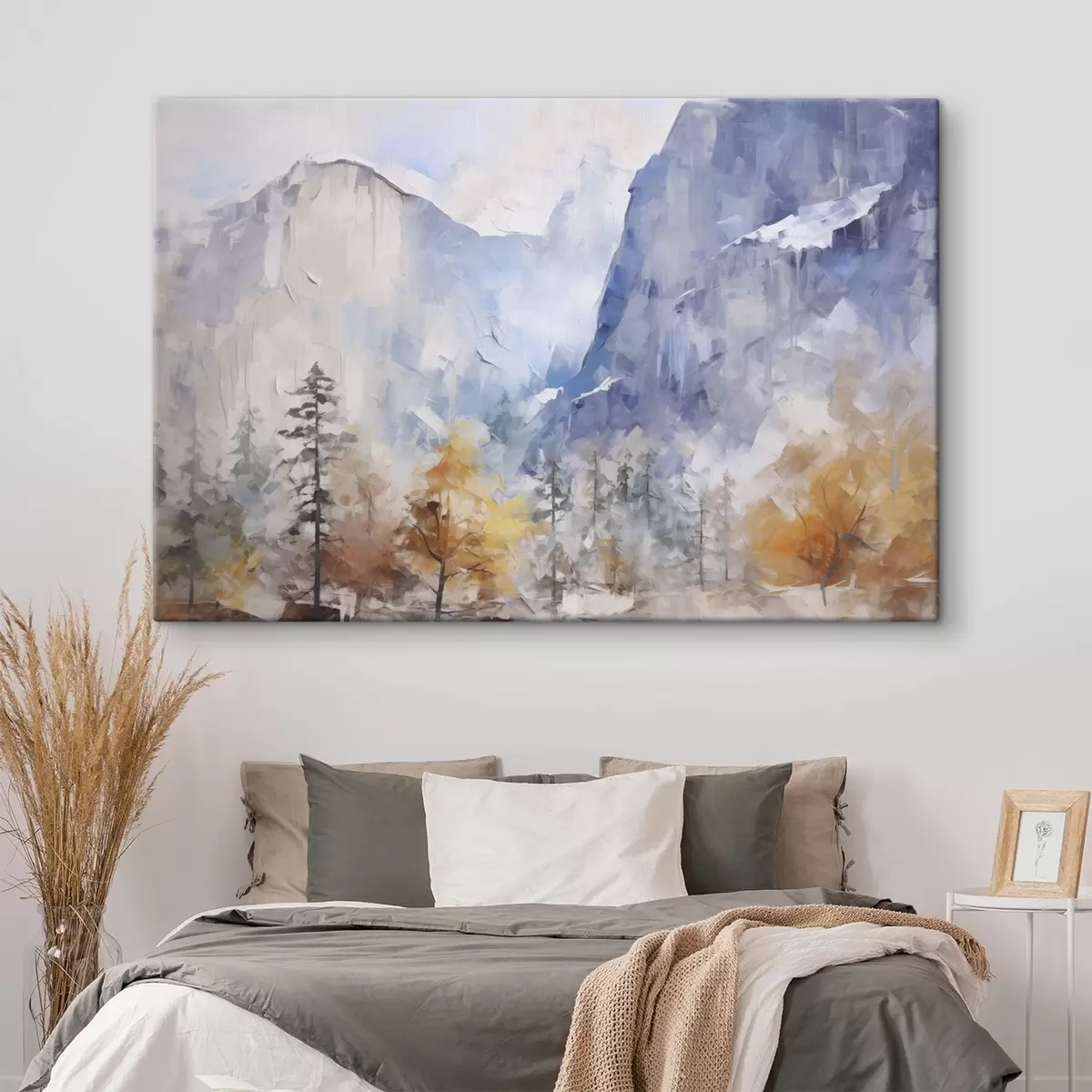 murales de pared Paisaje abstracto de bosque frente a las montañas s46298