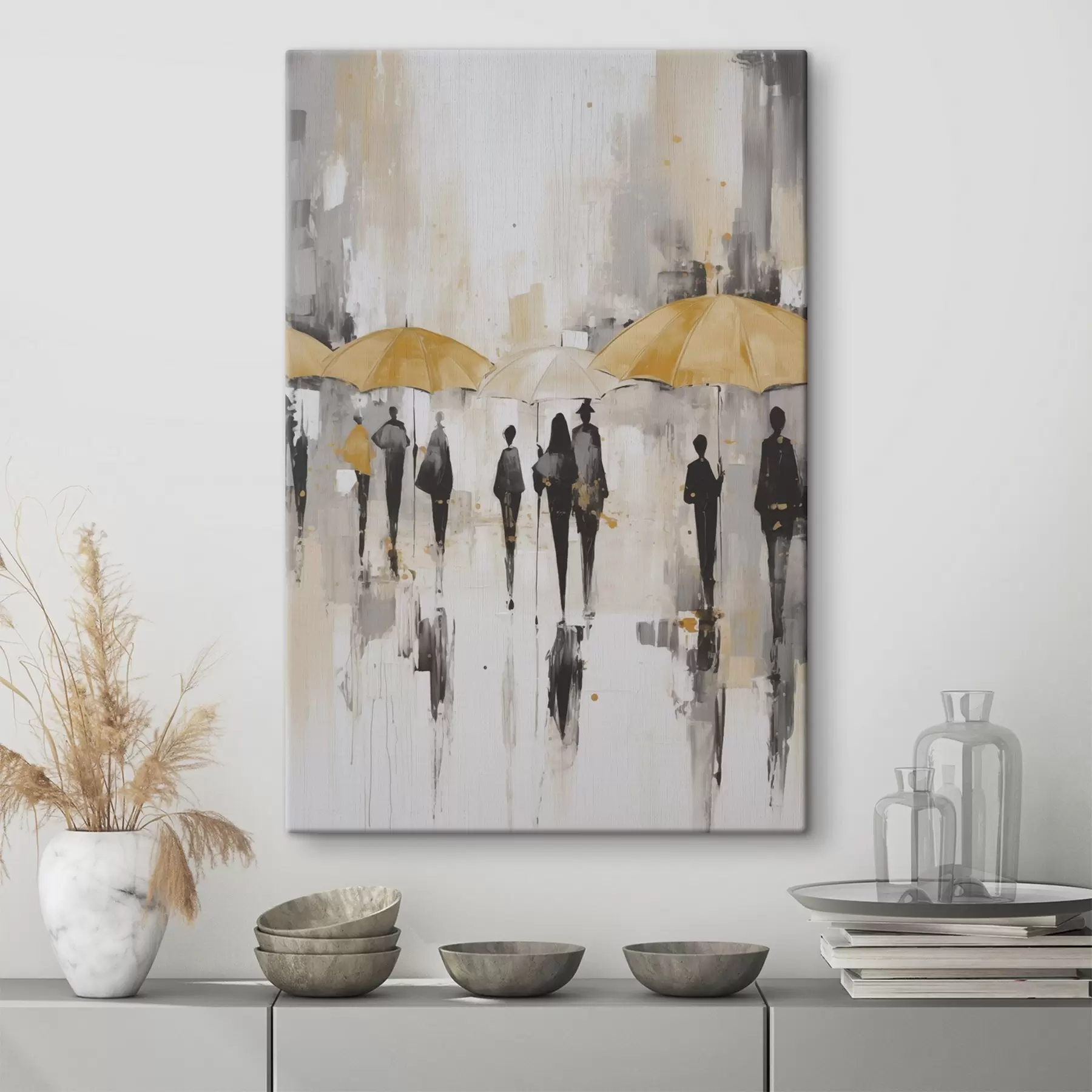 murales de pared Abstracción de personas con paraguas s46304