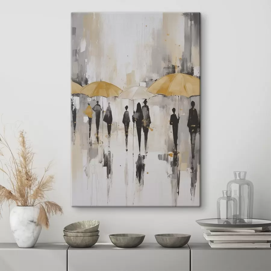 murales de pared Abstracción de personas con paraguas s46304