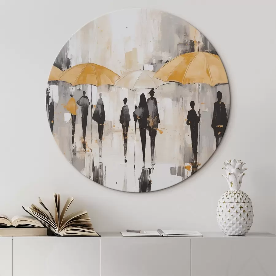 murales de pared Abstracción de personas con paraguas r46304