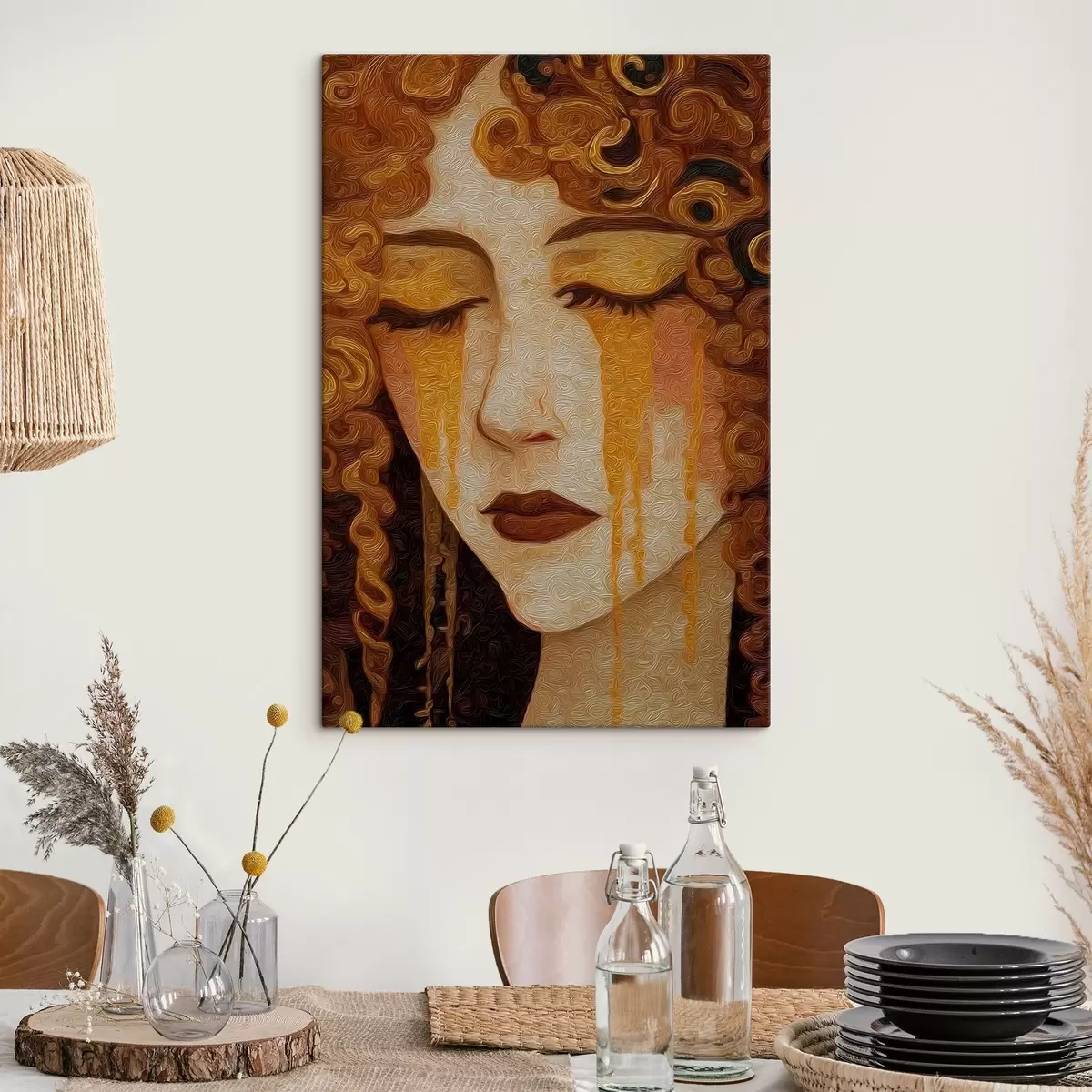 murales de pared Retrato femenino con cabello rojo y maquillaje decorativo s46149