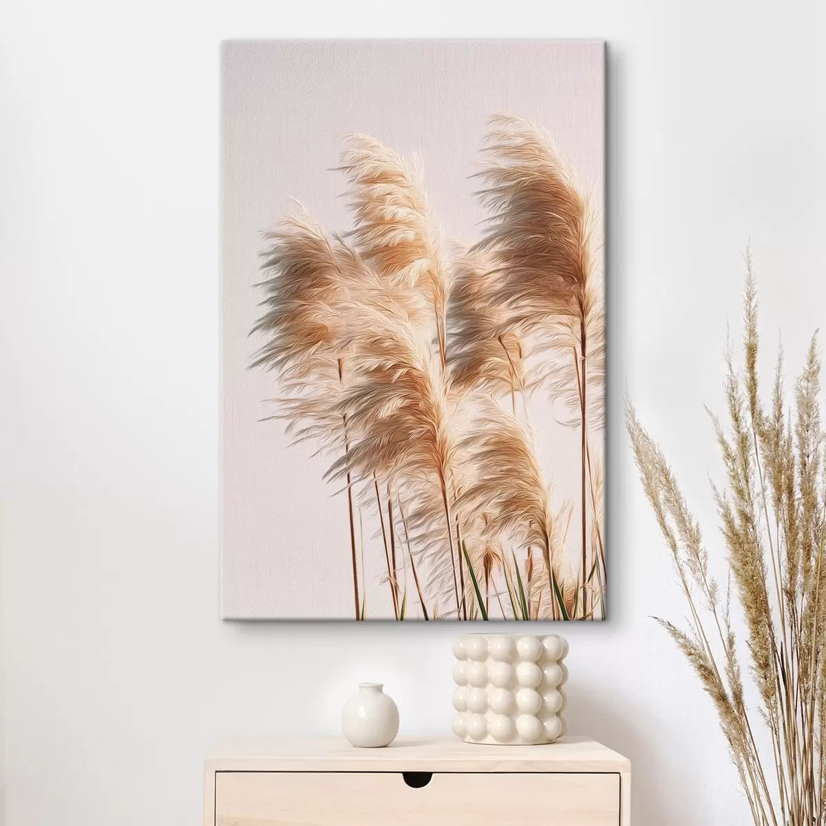 murales de pared Hierbas decorativas esponjosas sobre un fondo claro s46157