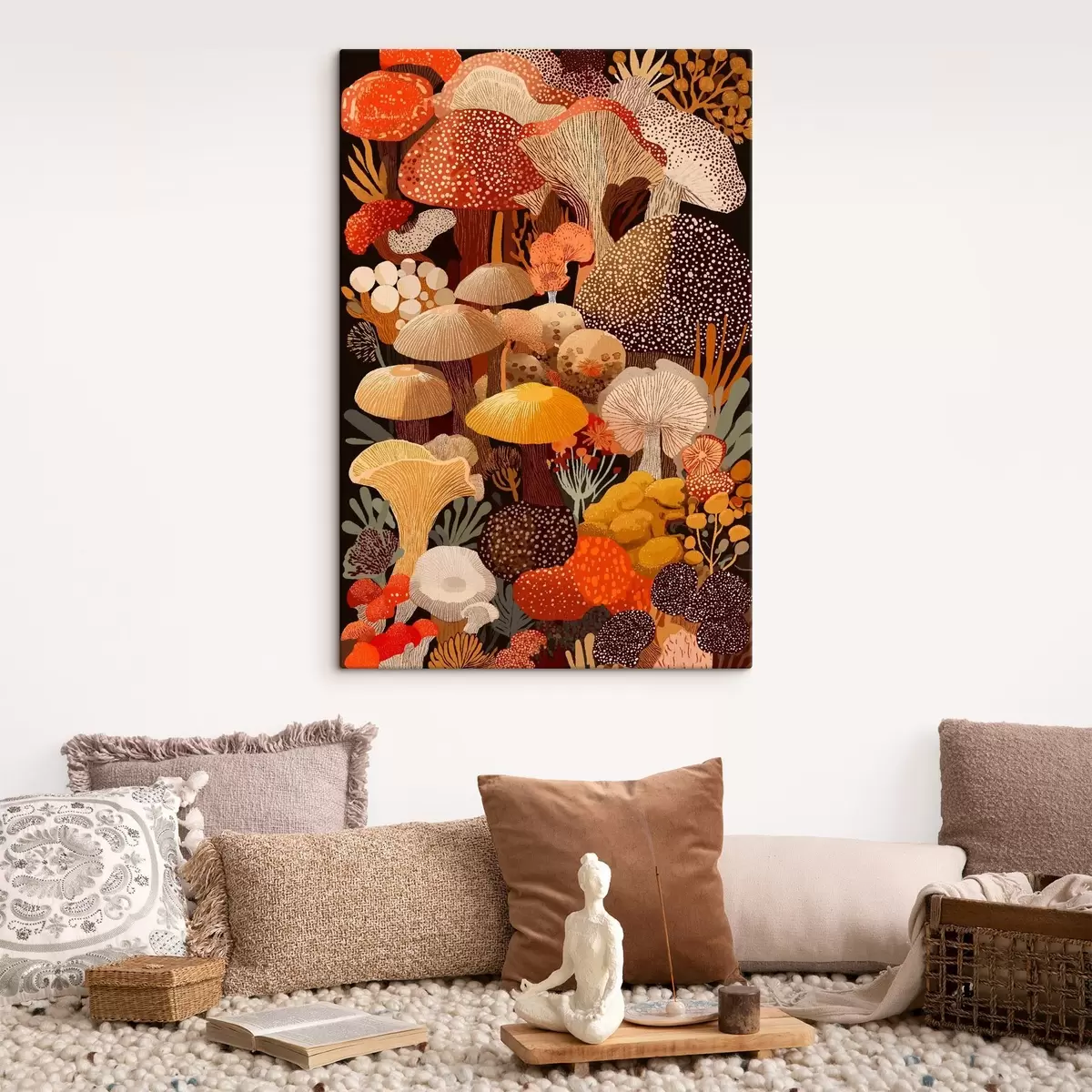 murales de pared Composición de diversas setas silvestres en tonos cálidos s46170