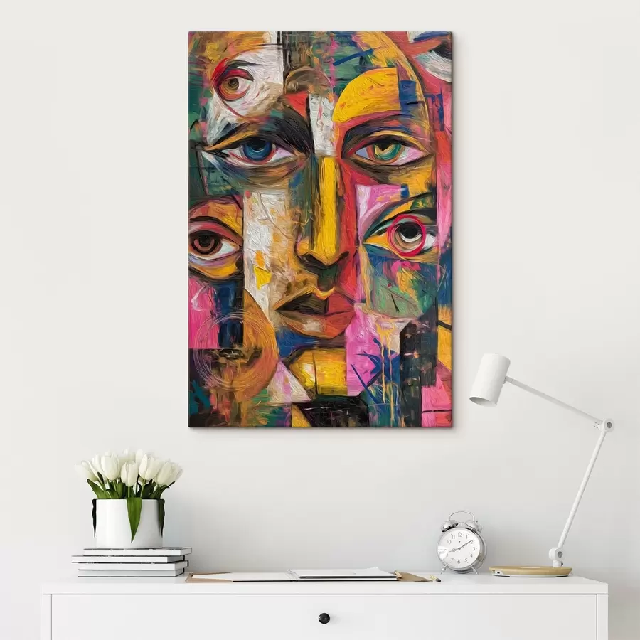 murales de pared Rostro abstracto con formas geométricas brillantes s46175